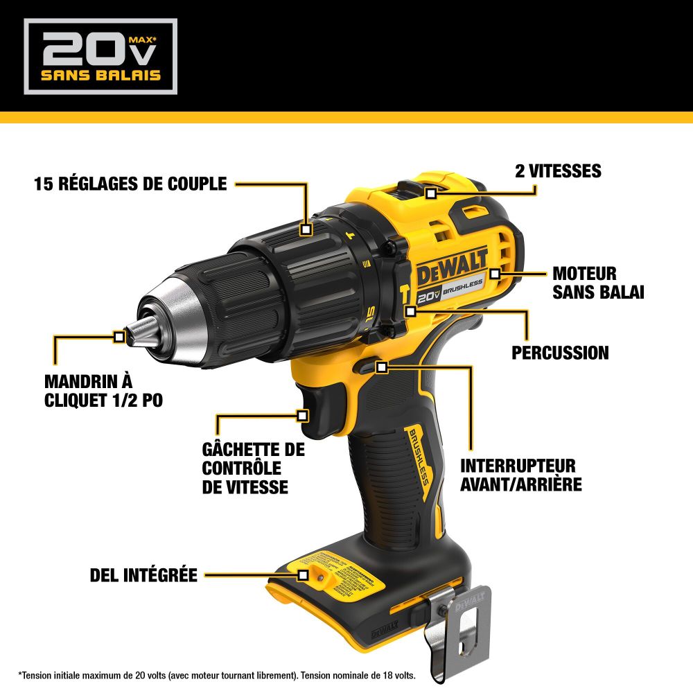 DEWALT 20V MAX 1/2″ Hammer Drill Cordless Bare Tool - Flockneti