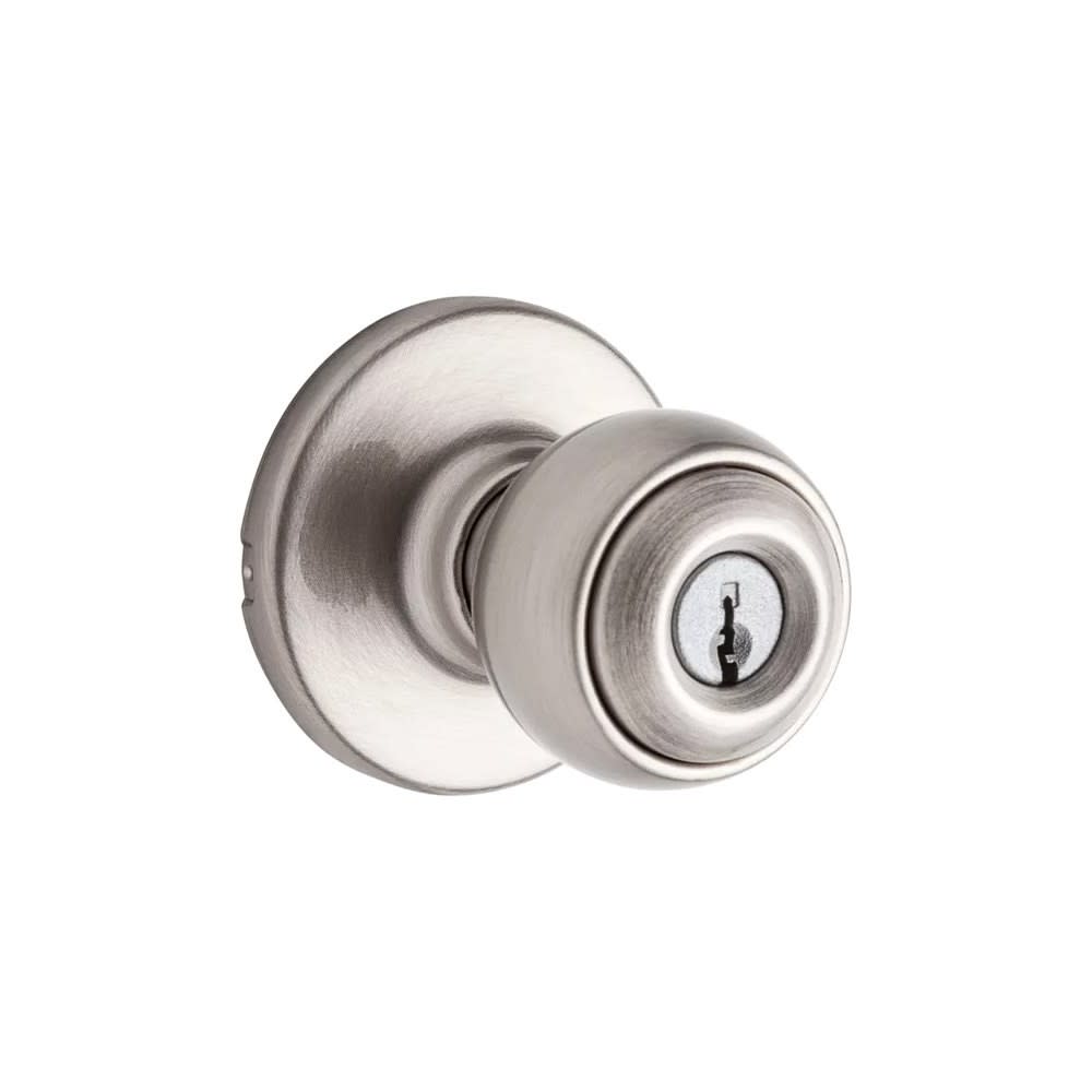 Kwikset Satin Nickel Security Keyed Entry Exterior Polo Lockset Knob - Flockneti