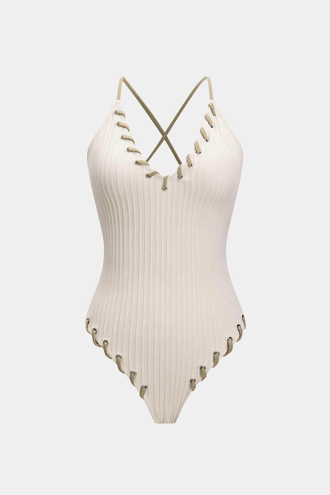 Contrast Whipstitching Tie Back Sleeveless Slip Bodysuit - Flockneti