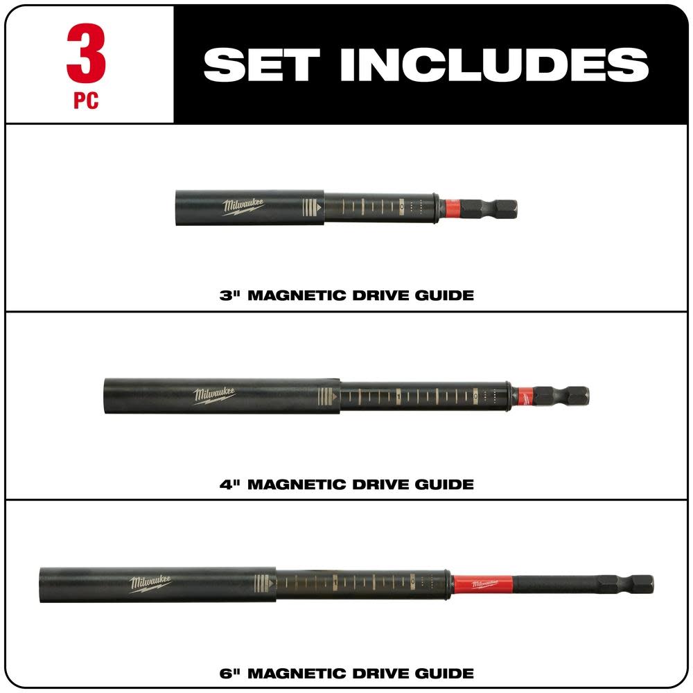 Milwaukee SHOCKWAVE 3-Piece Impact Magnetic Drive Guide Set - Flockneti