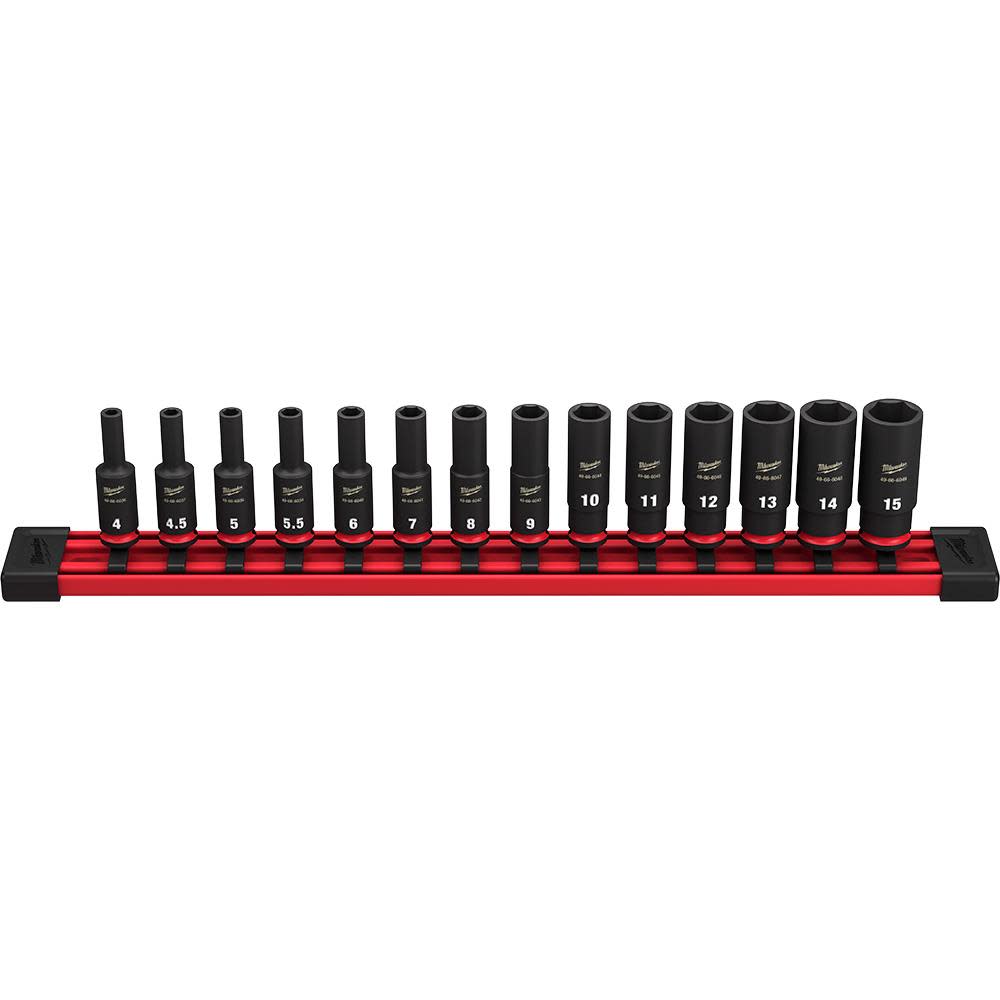 Milwaukee 14PC SHOCKWAVE Impact Duty Socket Metric Deep 6 Point Set - Flockneti
