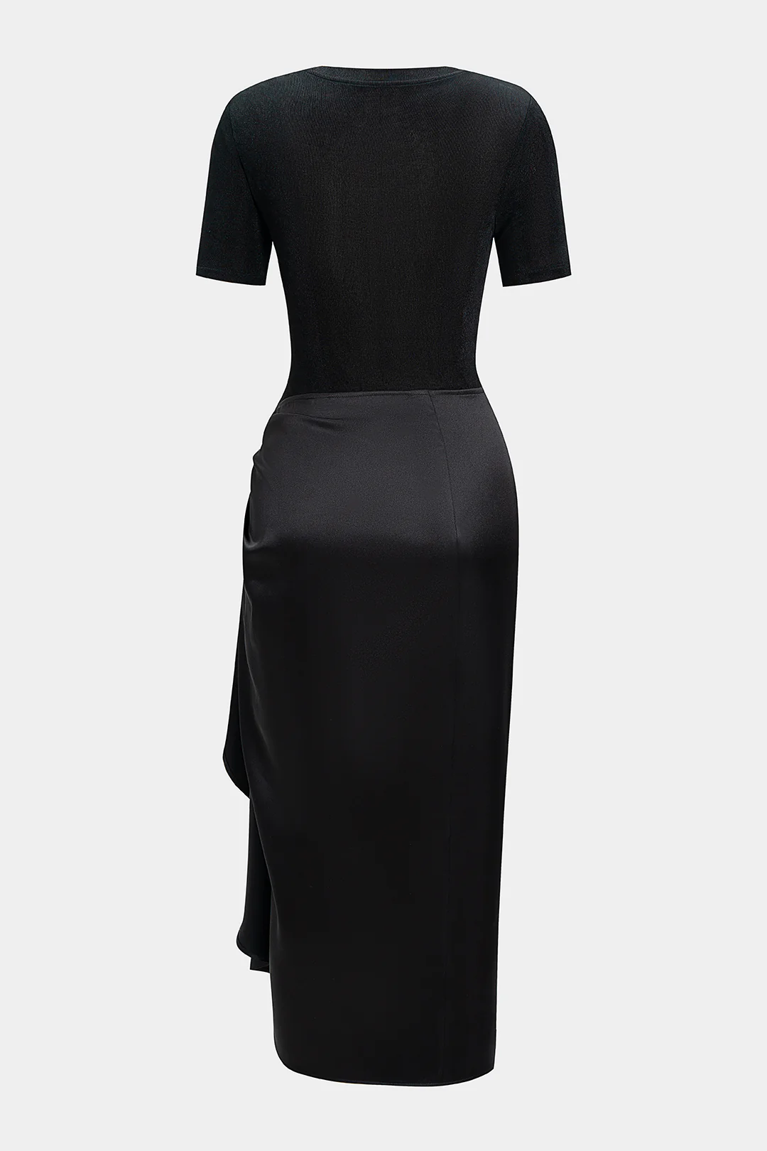 Metallic Decor Ruched Short Sleeve Midi Dress - Flockneti