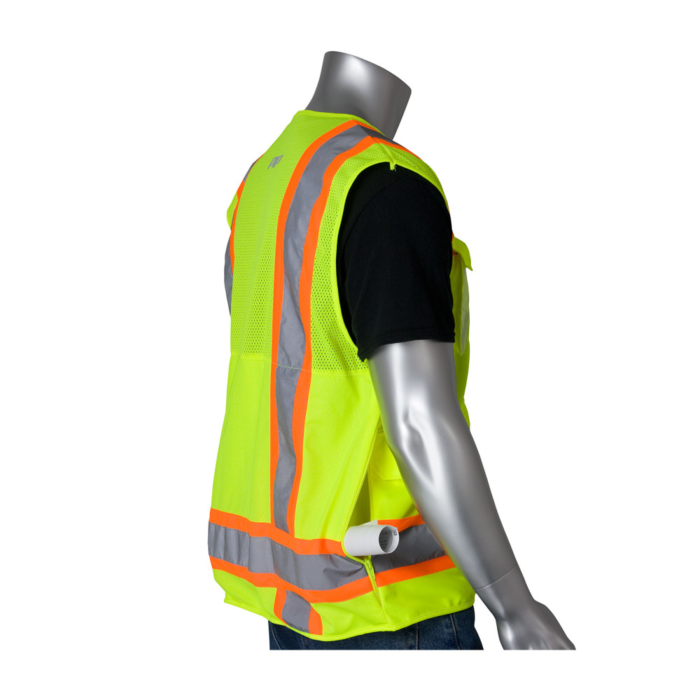Protective Industrial Products Surveyors Tech Vest Hi-Vis Yellow Two-Tone Ten Pocket 5X - Flockneti