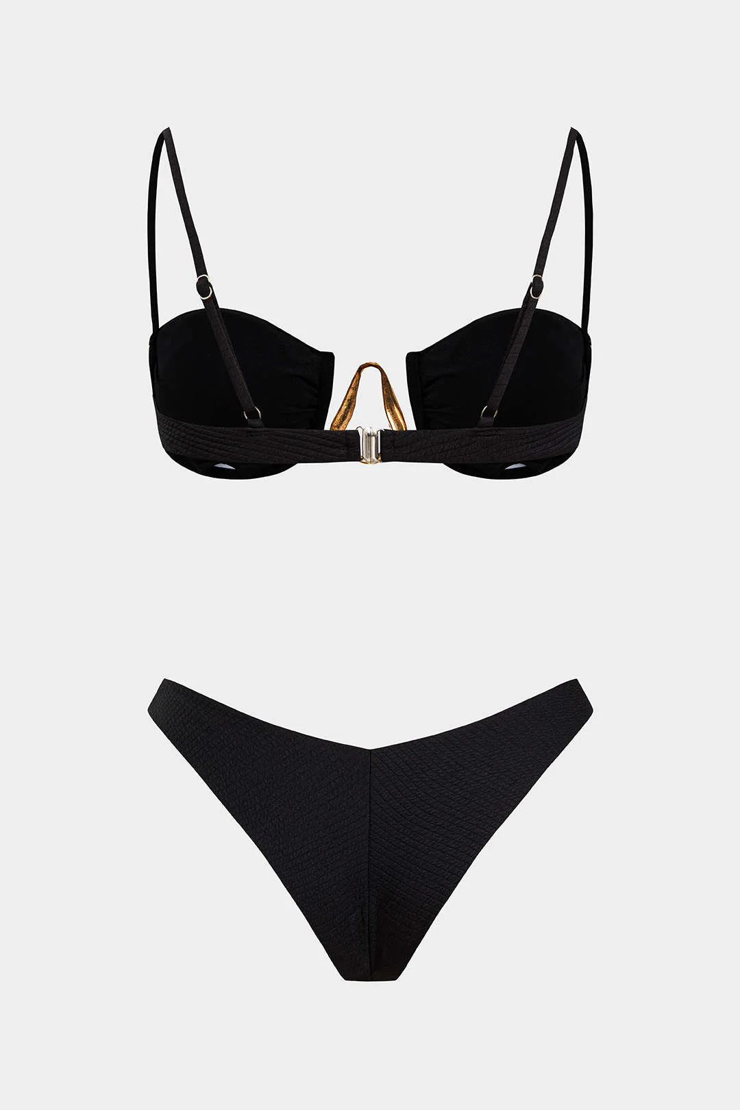 Chiffon Metallic Decor High-Waisted Bikini Set - Flockneti