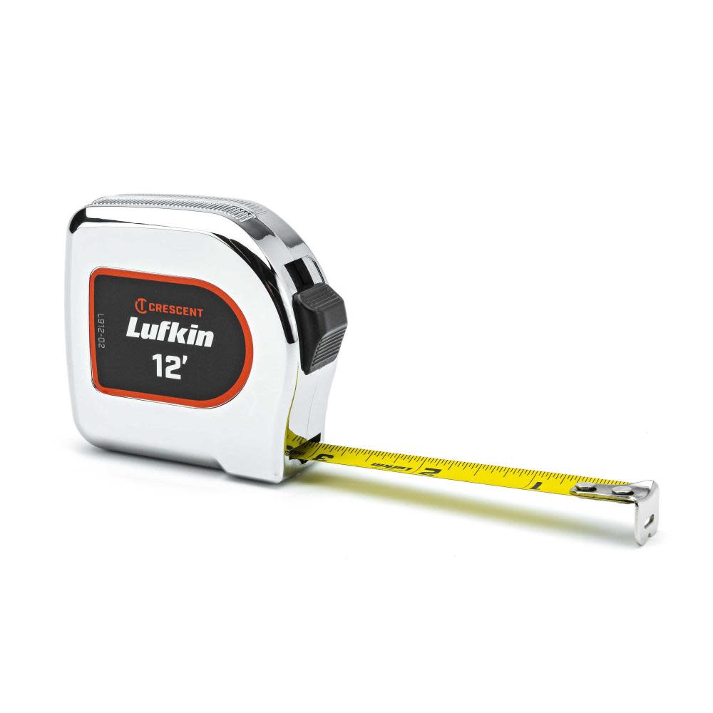 Crescent Lufkin Chrome Case Yellow Clad Tape Measure 1/2″ x 12′ - Flockneti