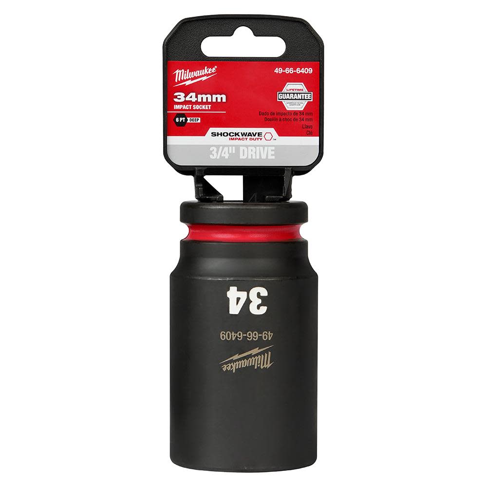Milwaukee SHOCKWAVE Impact Duty Socket 3/4″ Drive 34MM Deep 6 Point - Flockneti