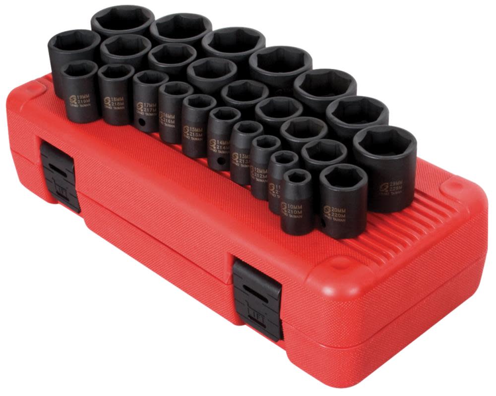 Sunex 1/2 In. Drive Metric Impact Socket Set 26 pc. - Flockneti