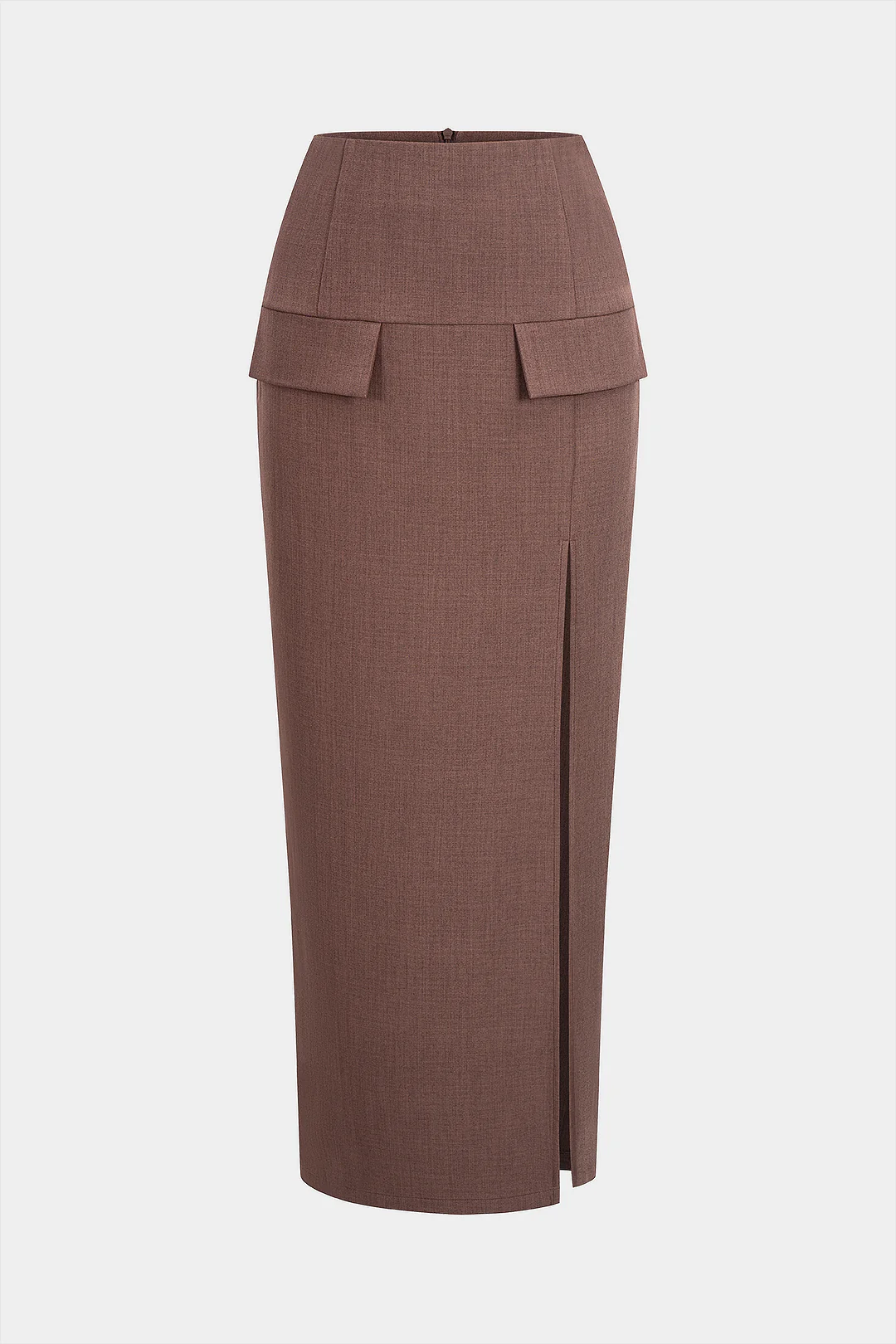 Solid Side Split High Waist Skirt - Flockneti