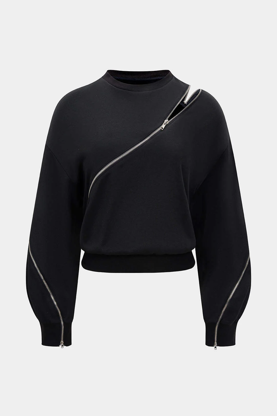 Round Neck Zipper Sweatshirt - Flockneti