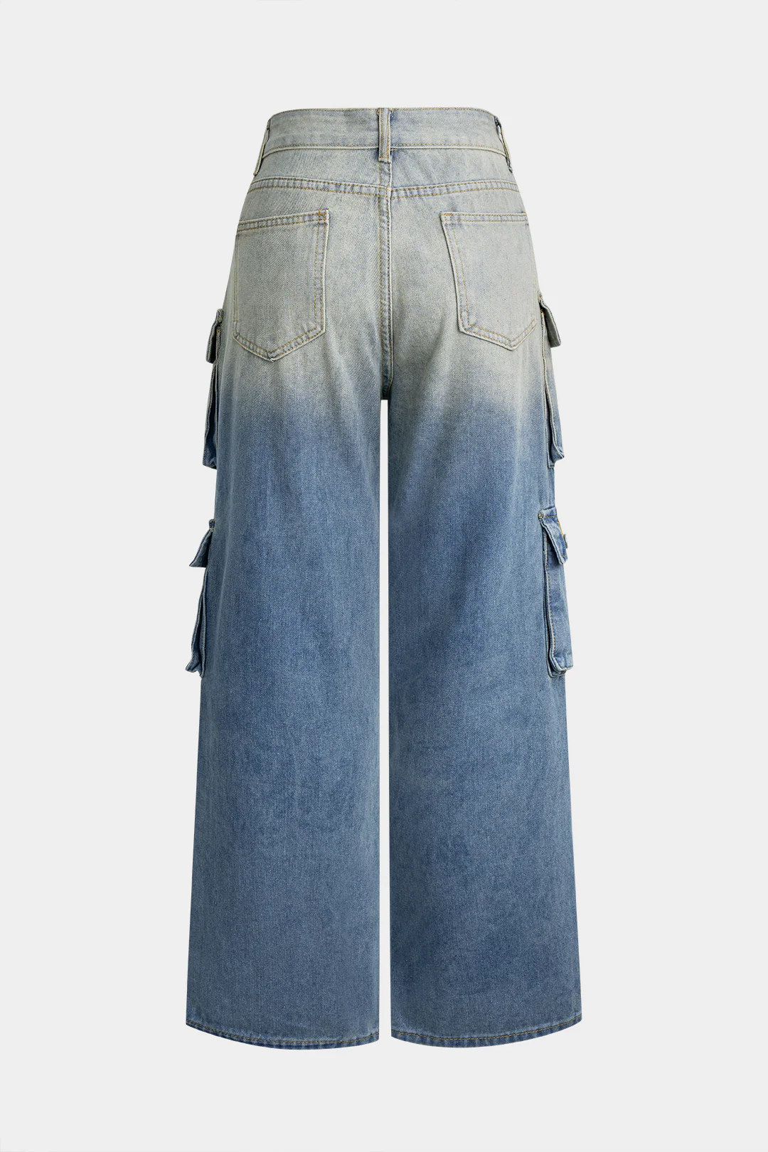 Denim High Waist Pocket Wide Leg Jeans - Flockneti