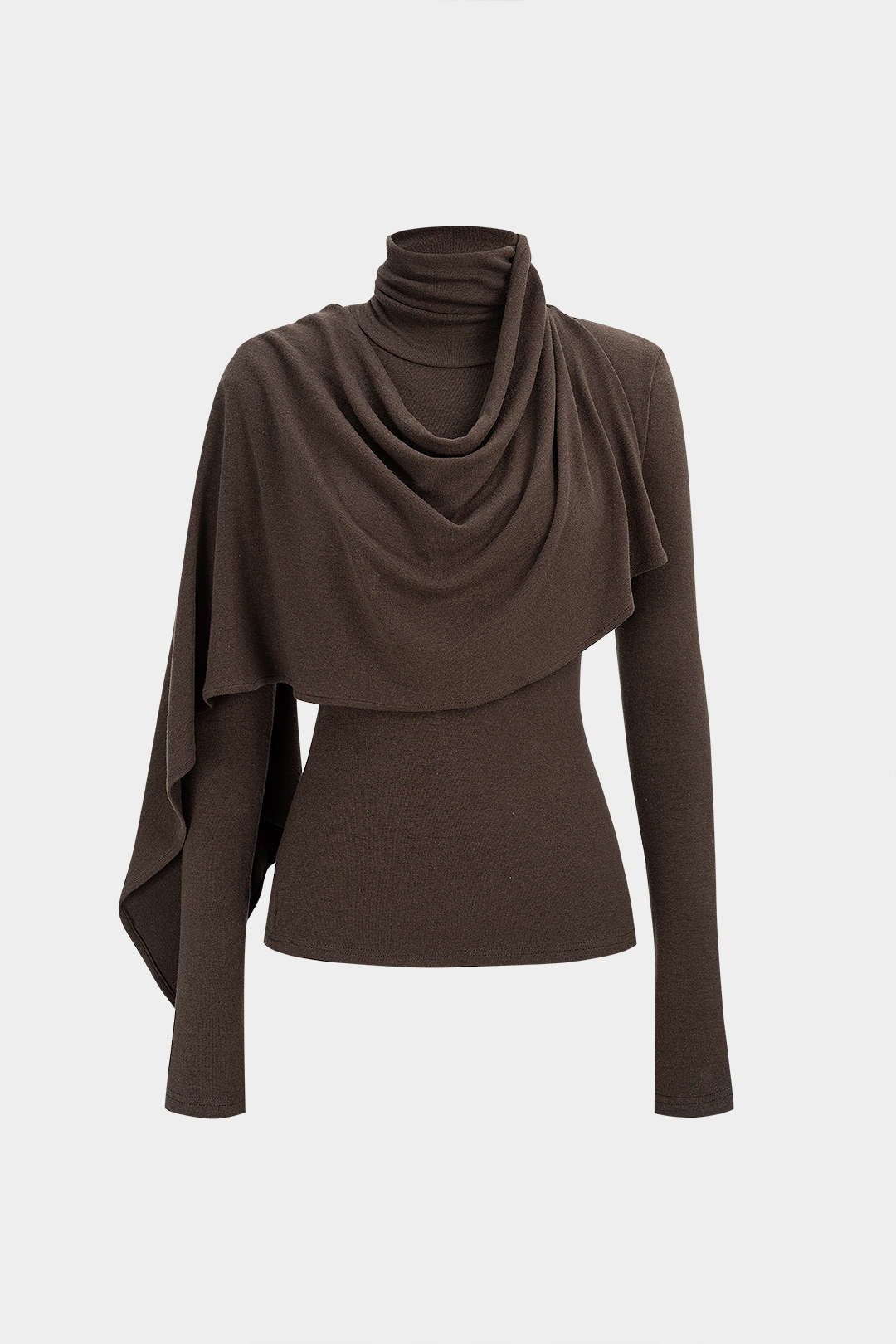 Solid High Callor Ruched Long-Sleeve Top - Flockneti