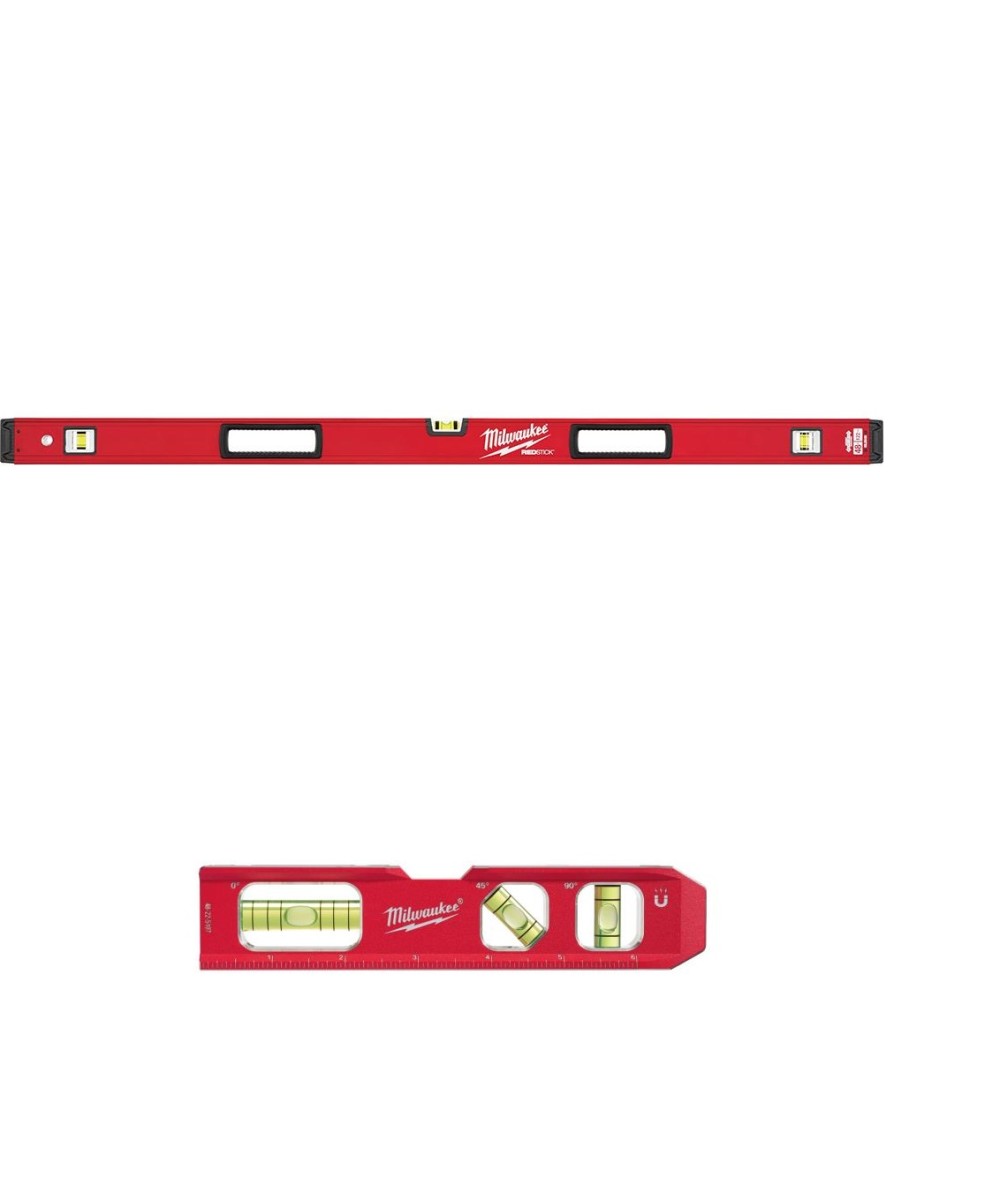 Milwaukee REDSTICK Box Level 48″ and Torpedo Level Bundle - Flockneti
