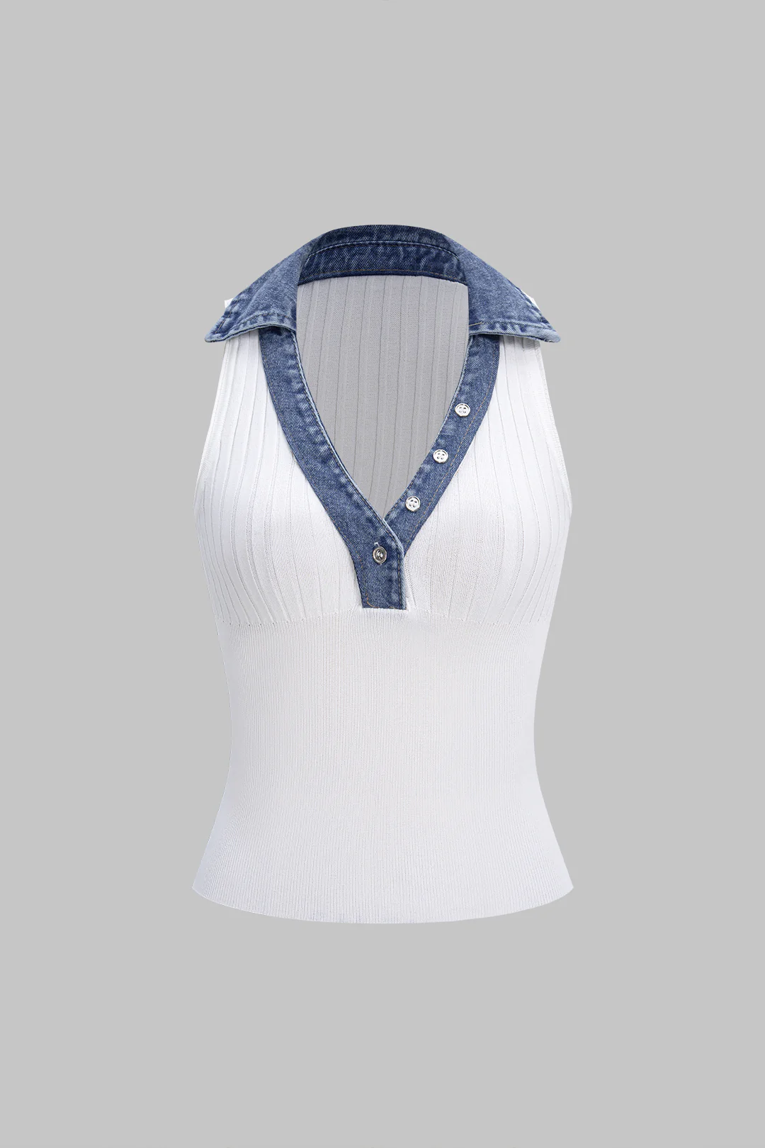 Patchwork V-Neck Tank Top - Flockneti
