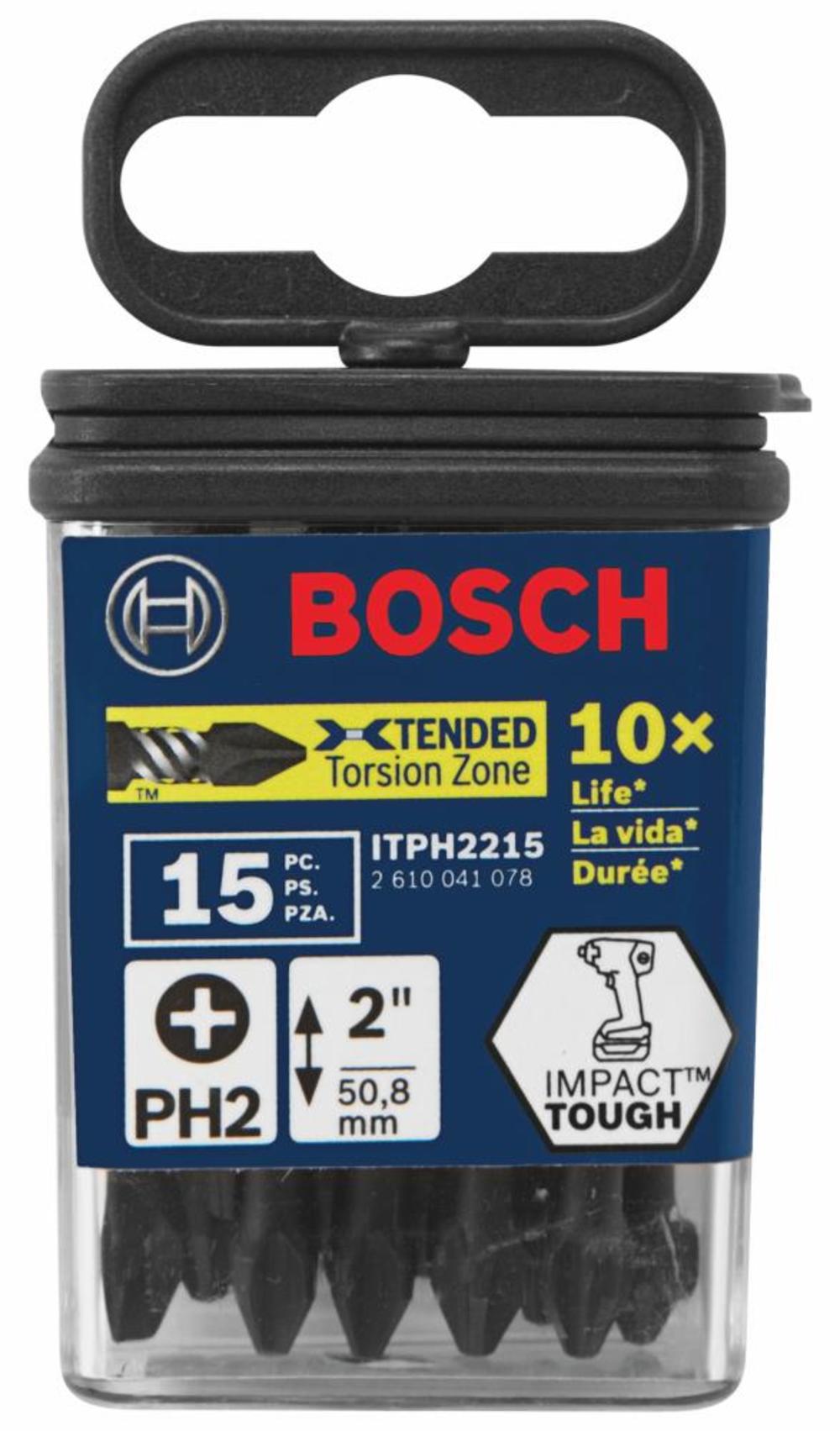 Bosch 15 pc. Impact Tough 2 In. Phillips #2 Power Bits - Flockneti