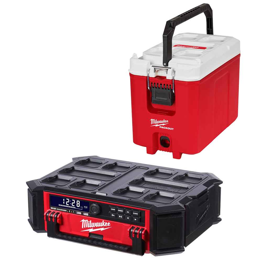 Milwaukee M18 PACKOUT Radio + Charger & 16Qt PACKOUT Cooler Bundle - Flockneti