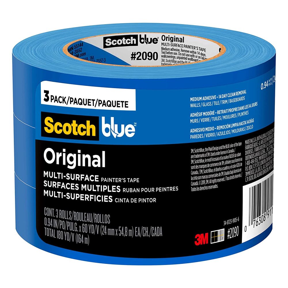 3M ScotchBlue Painters Tape 0.94″ x 60yd Blue 3pk - Flockneti