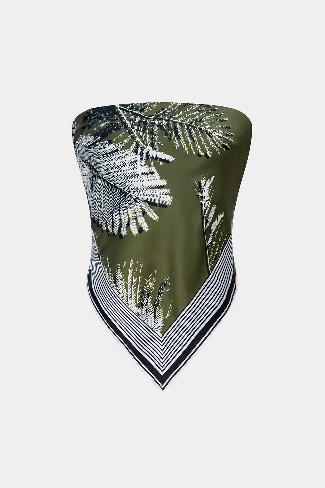 Leaves Contrast Print Satin Backless Tube Top - Flockneti