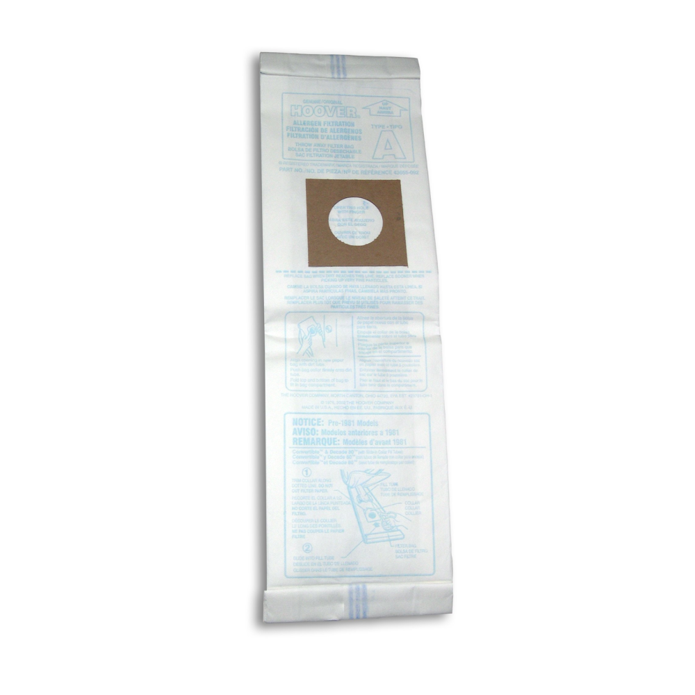 Hoover Residential Vacuum Type A Allergen Vacuum Bag 3-Pack – 4010100A - Flockneti