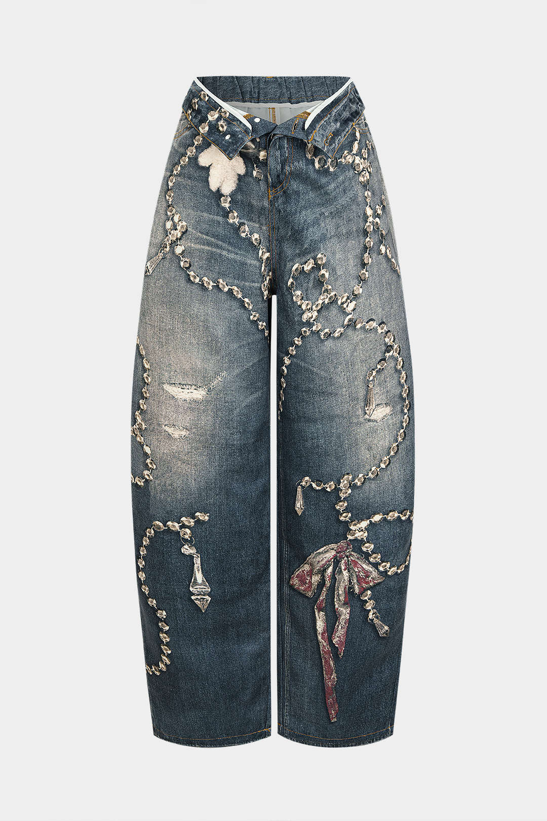 Artistic Denim High Waist Wide Leg Pants - Flockneti