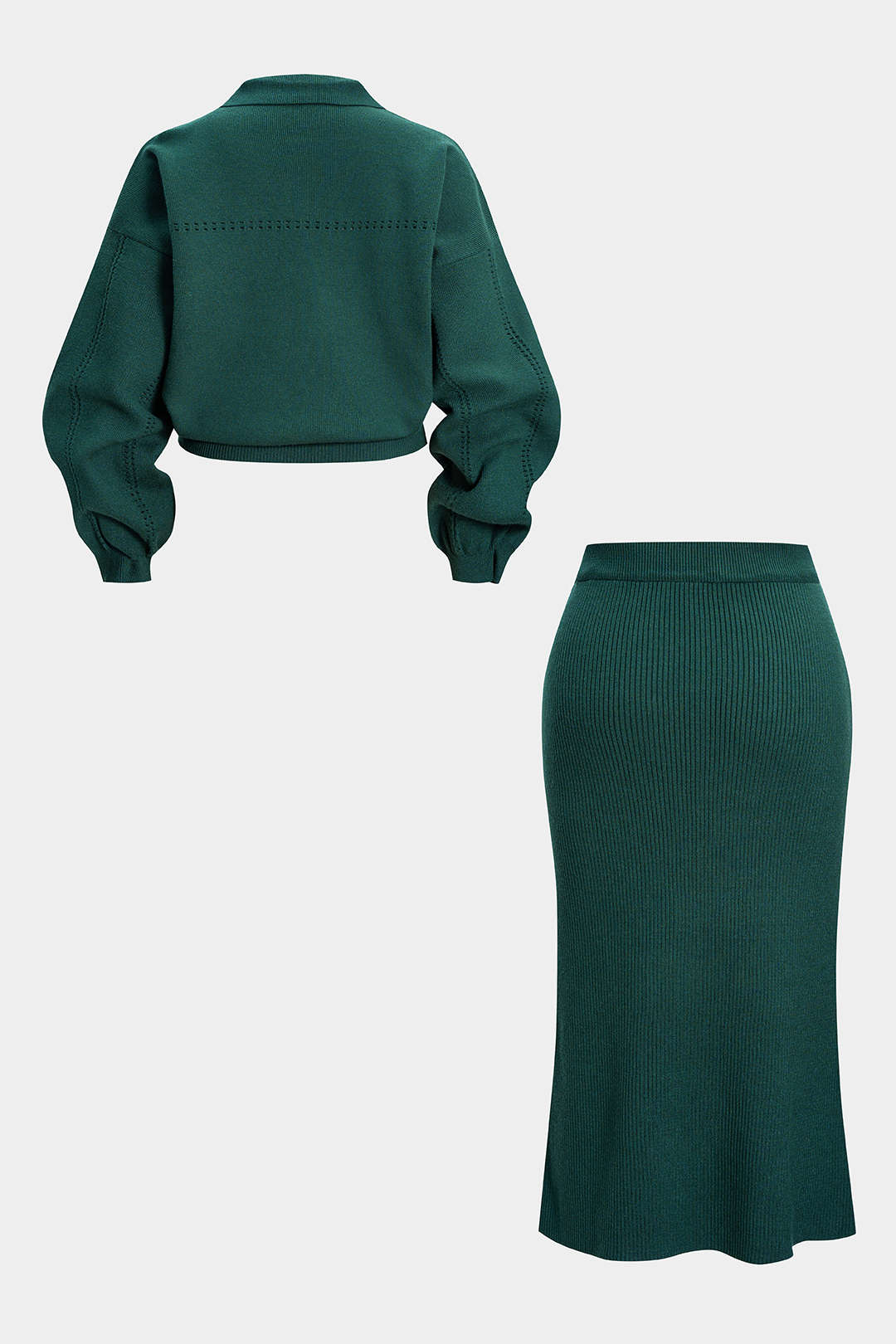 Plus Size Knit Cut Out  Set - Flockneti