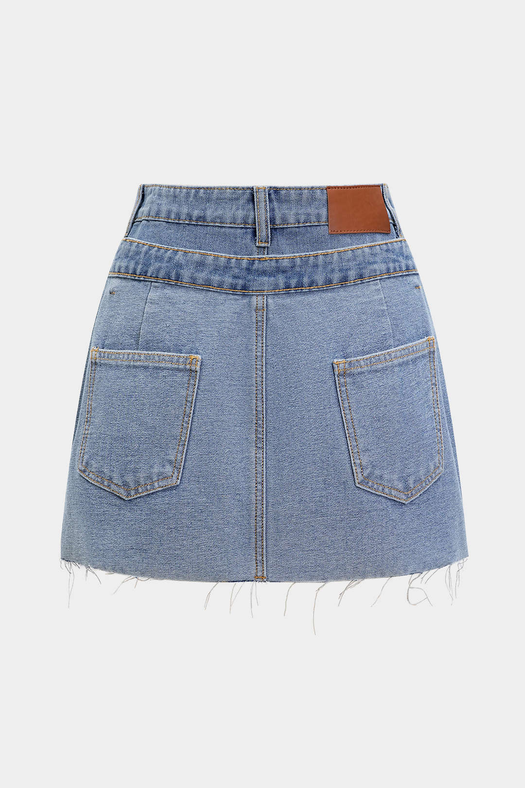 Denim Double Waistband Mini Skirt - Flockneti