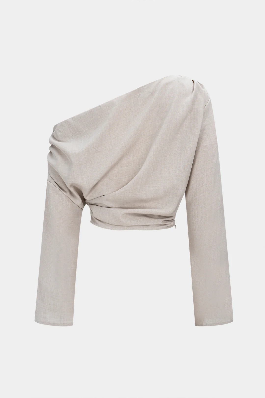 One Shoulder Ruched Long-Sleeve Shirt - Flockneti