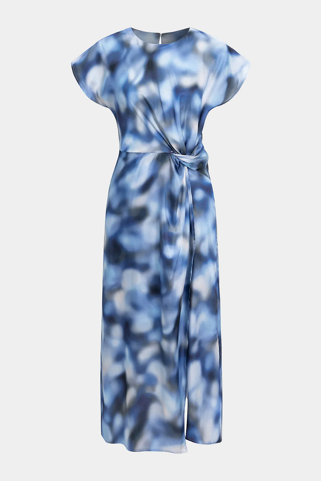 Tie Dye Print Chiffon Hollow Out Side Slit Sleeveless Maxi Dress - Flockneti