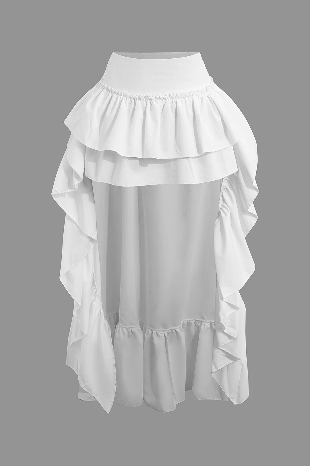 Ruched Ruffle Asymmetrical Skirt - Flockneti