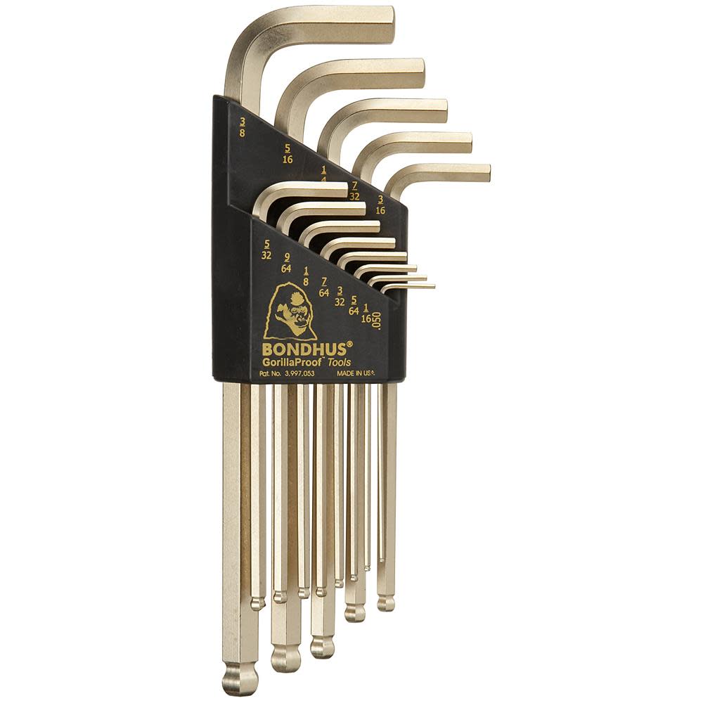 Bondhus Set of 13 Hex Tip Long Arm L-Wrenches - Flockneti