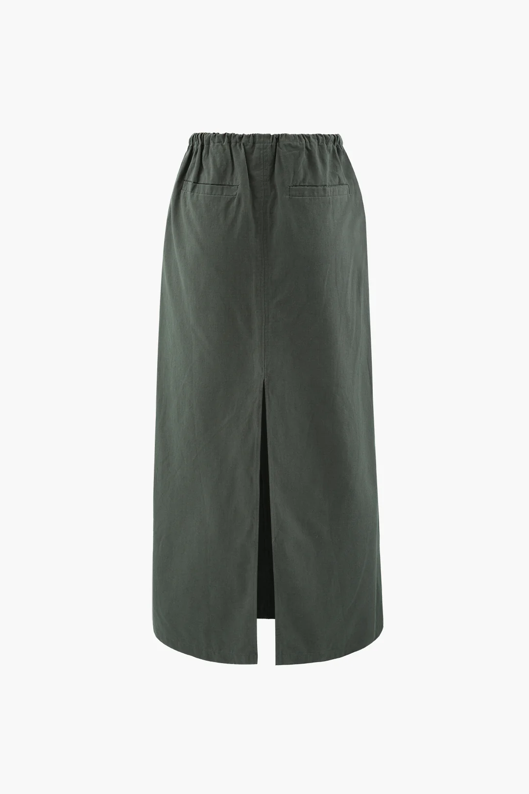 Solid Drawstring High Waist Skirt - Flockneti