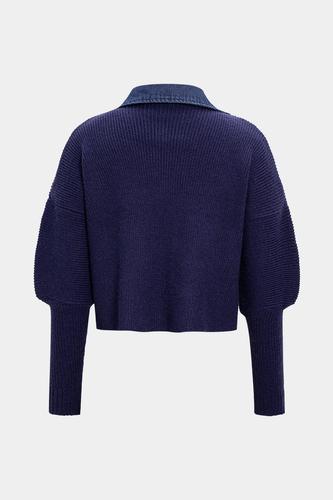 Knit Patchwork Frayed Button Long-Sleeve Top - Flockneti
