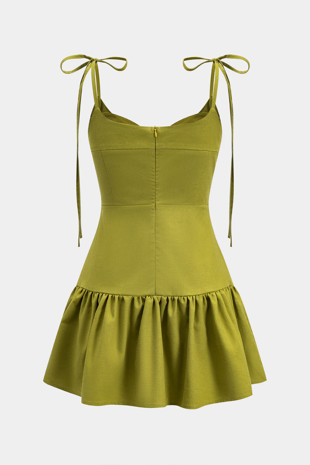 Linen Ruched Tie-Up Sleeveless Mini Dress - Flockneti
