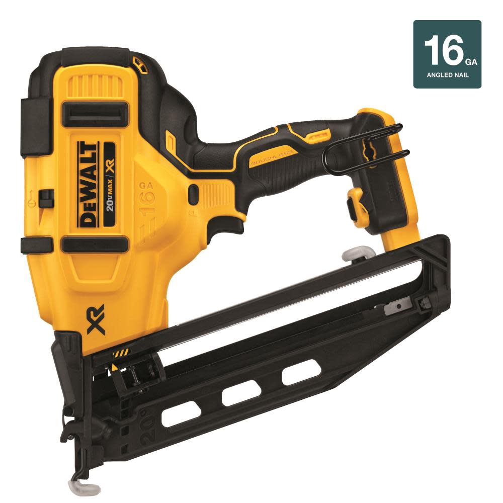 DEWALT 20 V MAX* 16 Gauge Angled Cordless Finish Nailer (Tool Only) - Flockneti