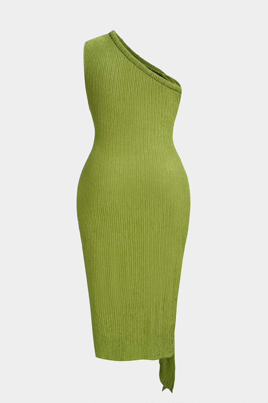 Plus Size One Shoulder Asymmetrical Ruched Sleeveless Midi Dress - Flockneti