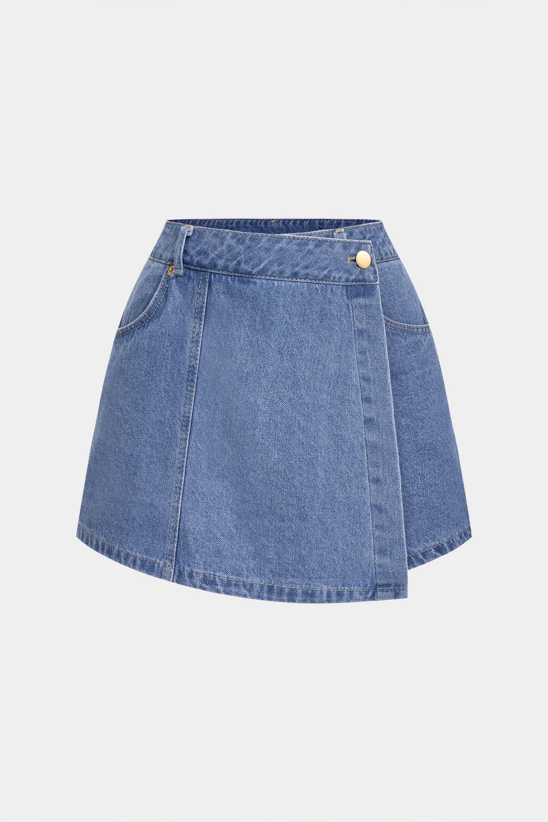Denim Asymmetrical Pocket Shorts - Flockneti