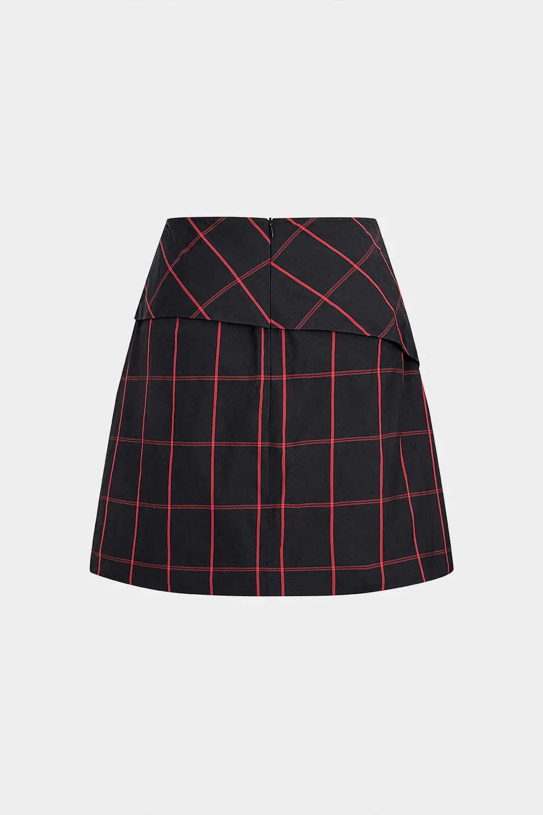 Plaid Print Zipper Mini Skirt - Flockneti