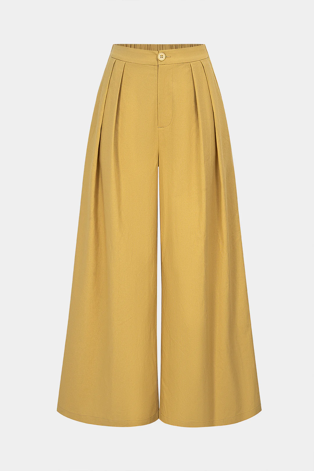Linen Ruched Shirred Waistband High Waist Wide Leg Pants - Flockneti