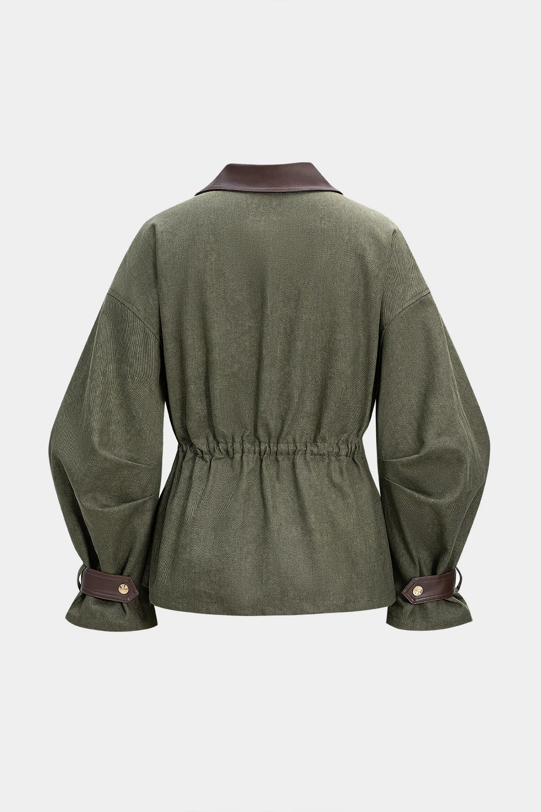 Faux Leather Patchwork Drawstrings Jacket - Flockneti