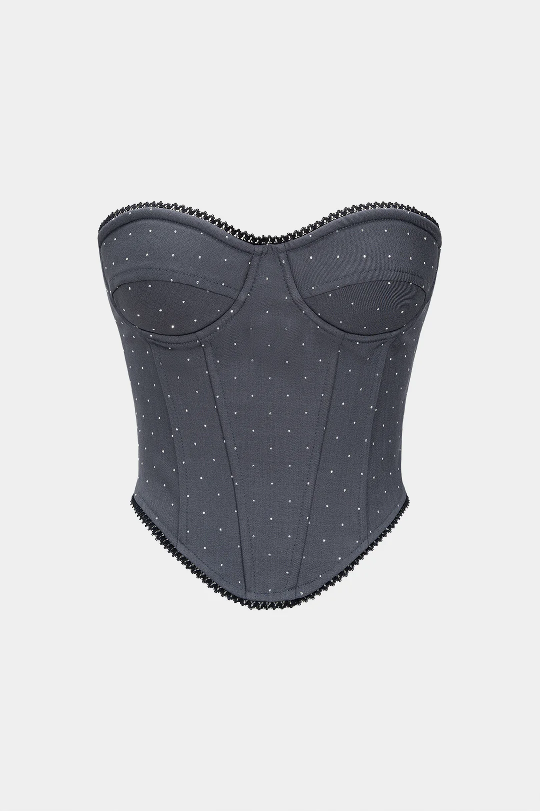 Rhinestone Decor Corset Tube Top - Flockneti