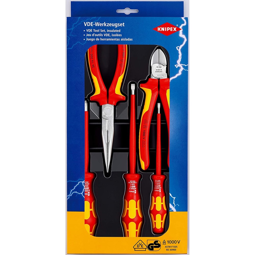 Knipex VDE Tool Set in Plastic Deep Drawn Tray 5pc - Flockneti