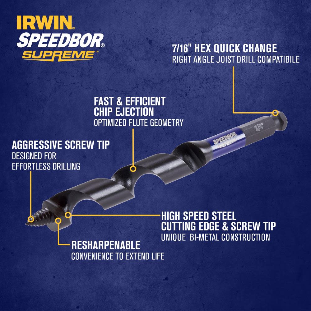 Irwin SPEEDBOR SUPREME Auger Bit 3/4″ X 7 1/2″ - Flockneti