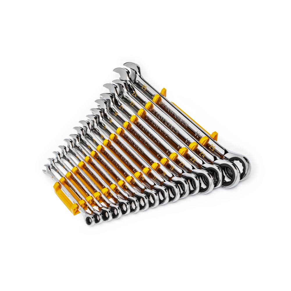 GEARWRENCH 16 Pc 90T 12 Point Metric Combination Ratcheting Wrench Set - Flockneti