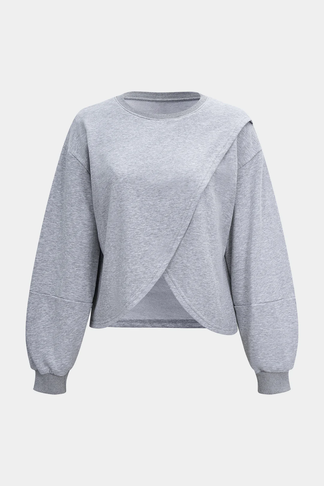 Solid Round Neck Crossed Sweatshirt - Flockneti