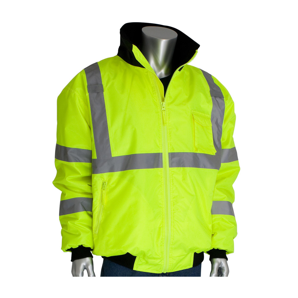Protective Industrial Products ANSI R3 Bomber Jacket Hi Vis Lime Yellow Small - Flockneti