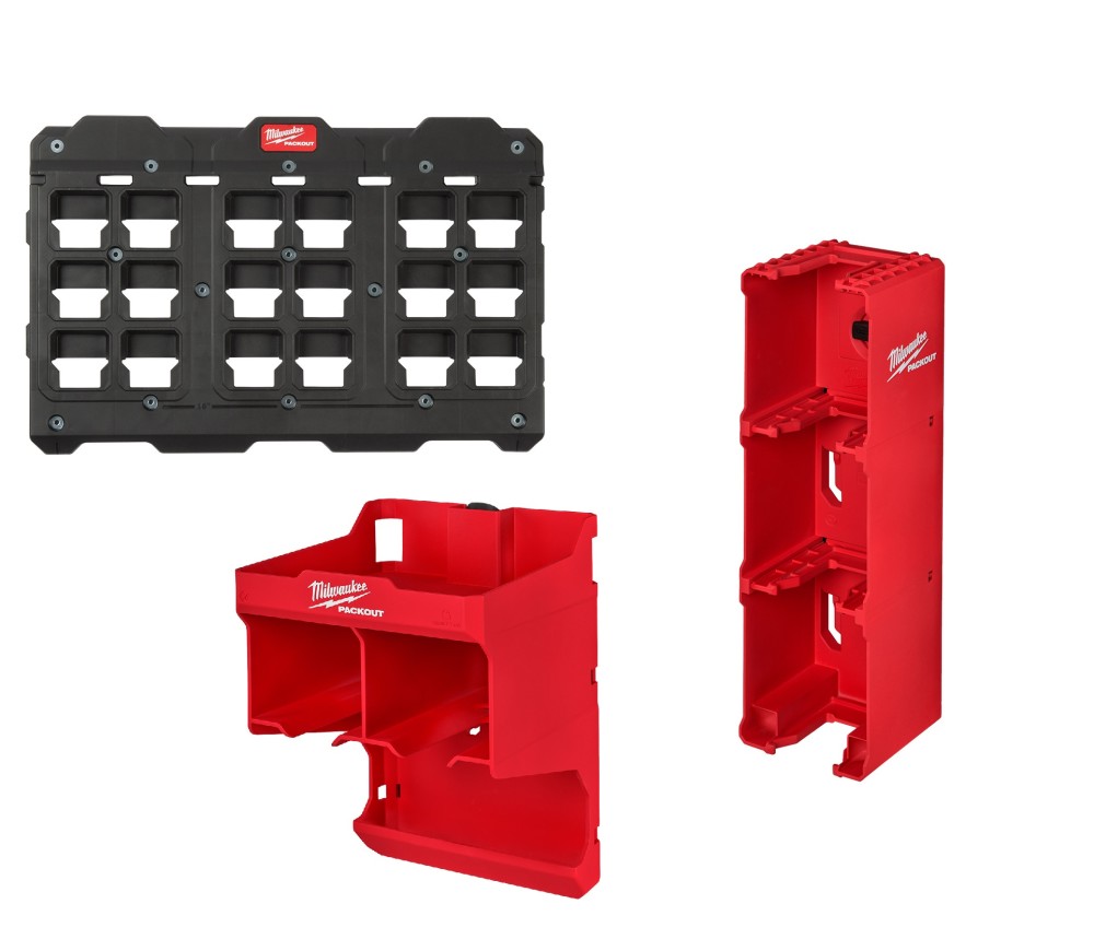 Milwaukee PACKOUT Large Wall Plate & M18 Battery Rack Bundle - Flockneti