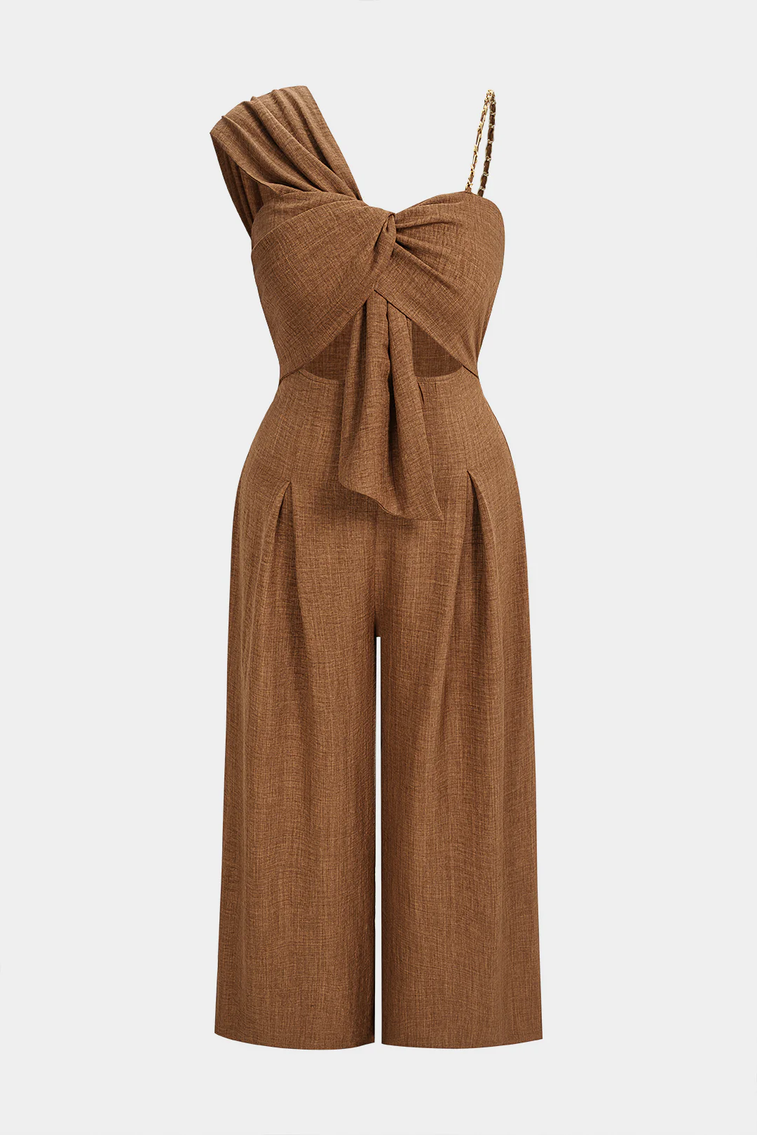 Plus Size Twist Knot Cut Out Sleeveless Jumpsuit - Flockneti