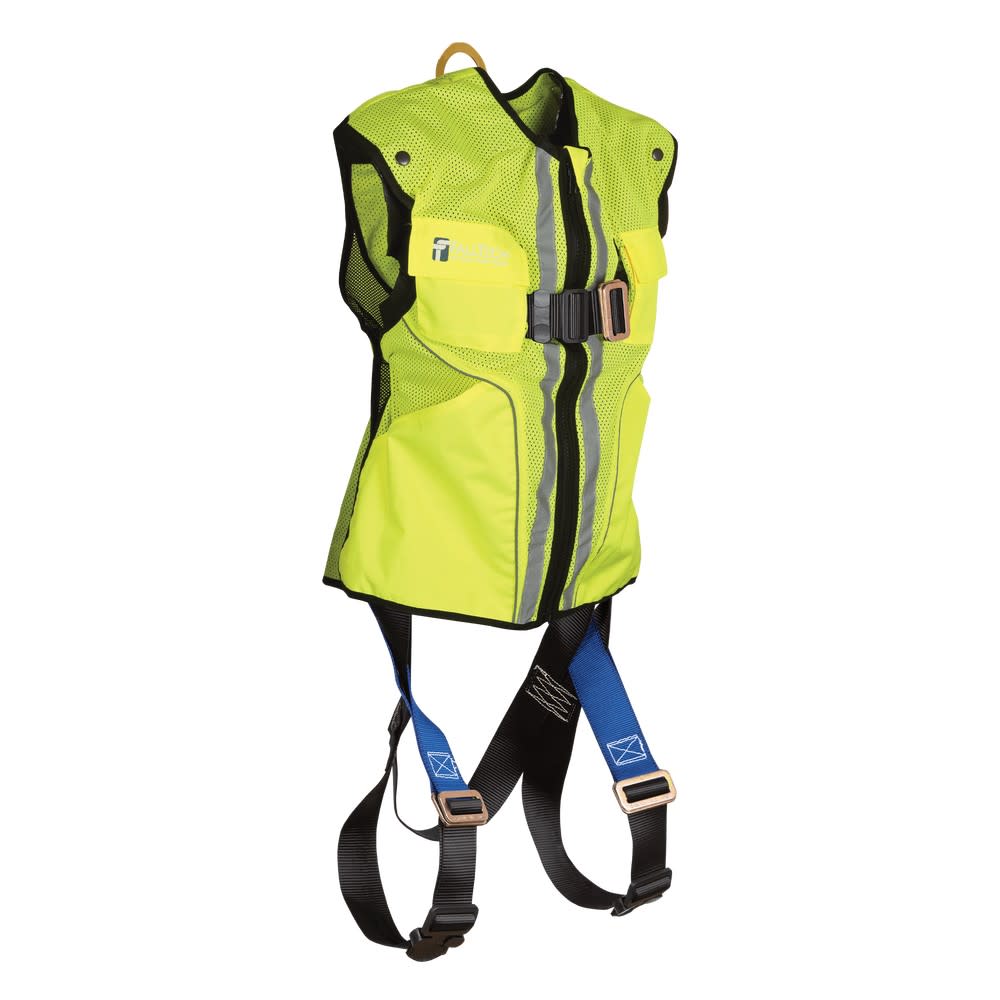 Falltech Hi Visibility Lime Vest with Harness L/XL - Flockneti