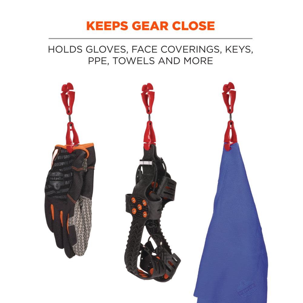 Ergodyne Squids 3420 Red Swivel Glove Clip Holder Dual Clips 100pk - Flockneti