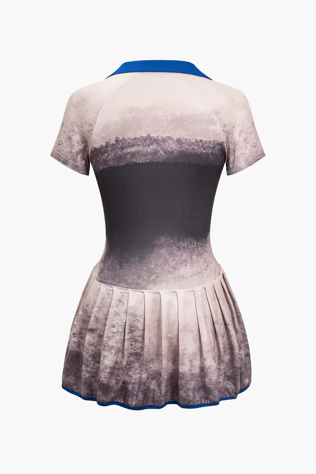 Letter Print Contrast Zipper Pleated Mini Dress - Flockneti