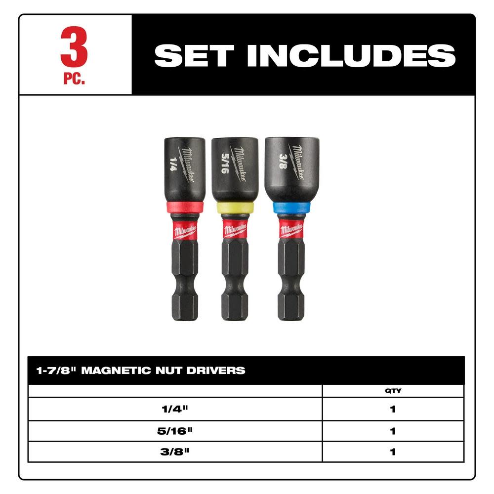 Milwaukee SHOCKWAVE 1-7/8 in. Magnetic Nut Driver Set - Flockneti